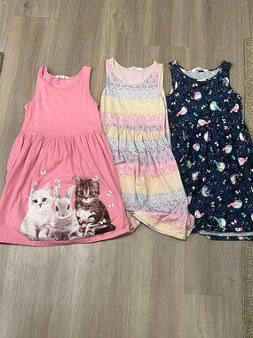 Lot of 3 DRESSES girls H&M size 8 10 kitty bunny